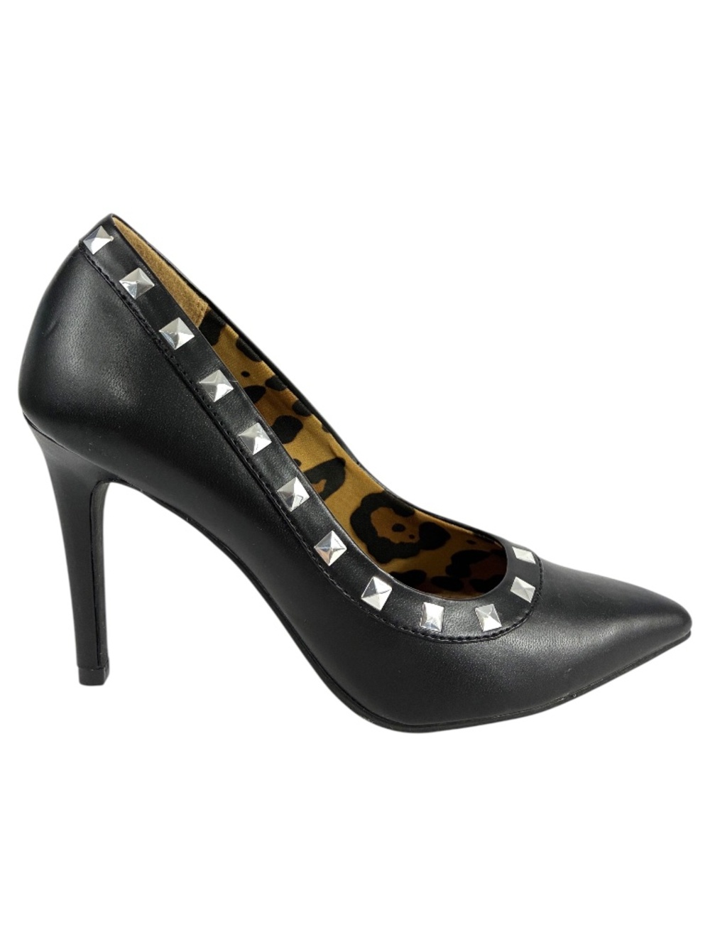 Studded Punk Leather Stiletto Pumps 5.5 High Heels Pointed Toe Pyramid Stud